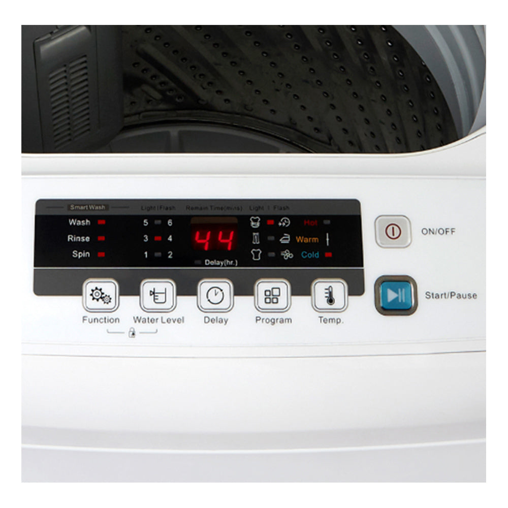 Teco TWM60TBM 6kg COMPACT Top Loading Washing Machine, Panel perspective view