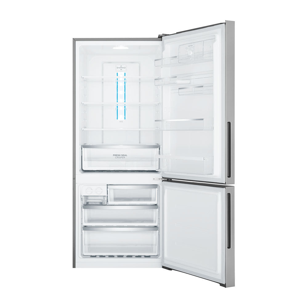 Westinghouse 425L Bottom Mount Fridge WBE4302ACR, Front view with door open