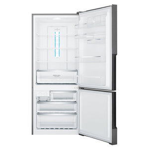 Westinghouse 425L Bottom Mount Fridge Dark Stainless WBE4500BCR, Front view with open doors