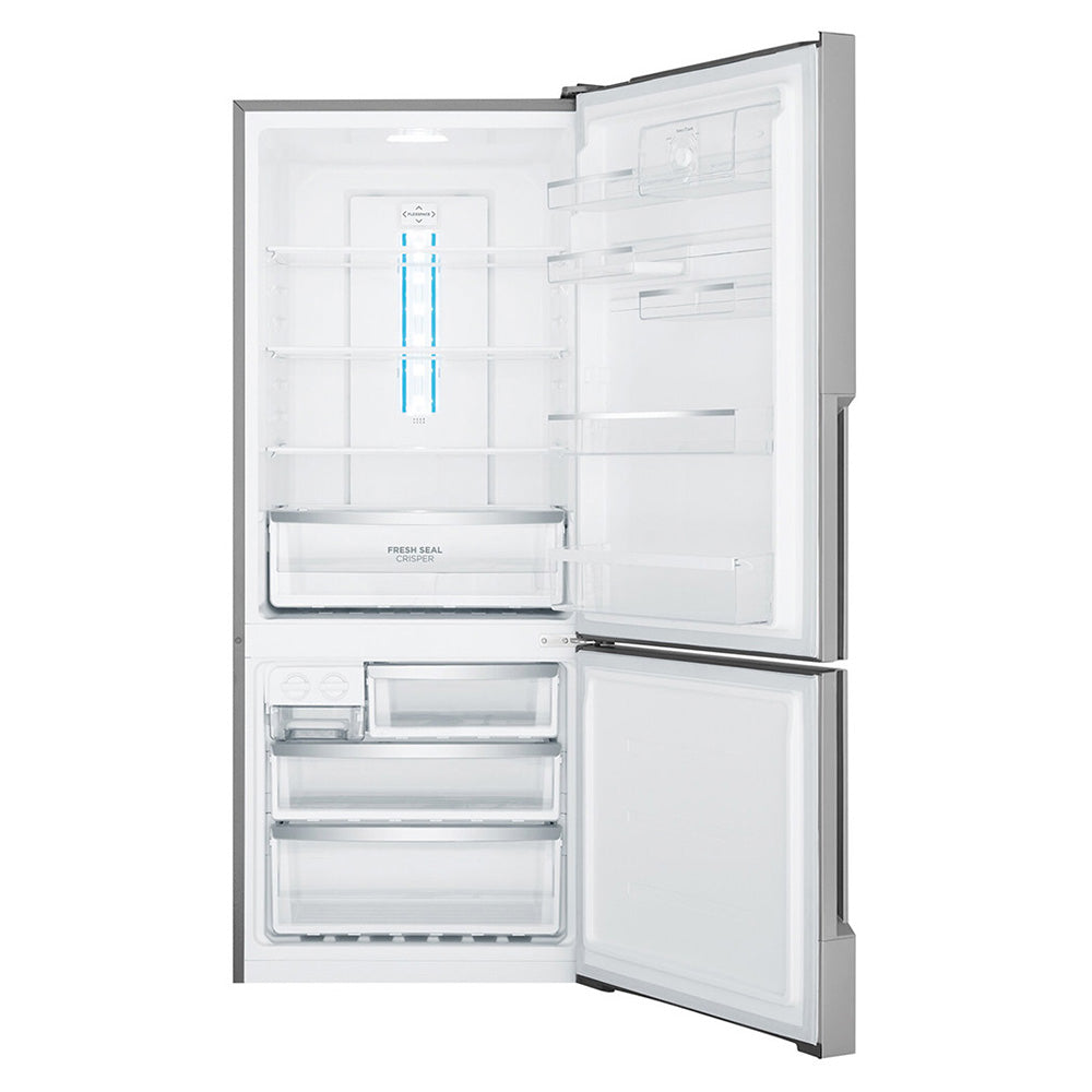 Westinghouse 435L Bottom Mount Fridge Stainless WBE4500SBR,Front view with open doors