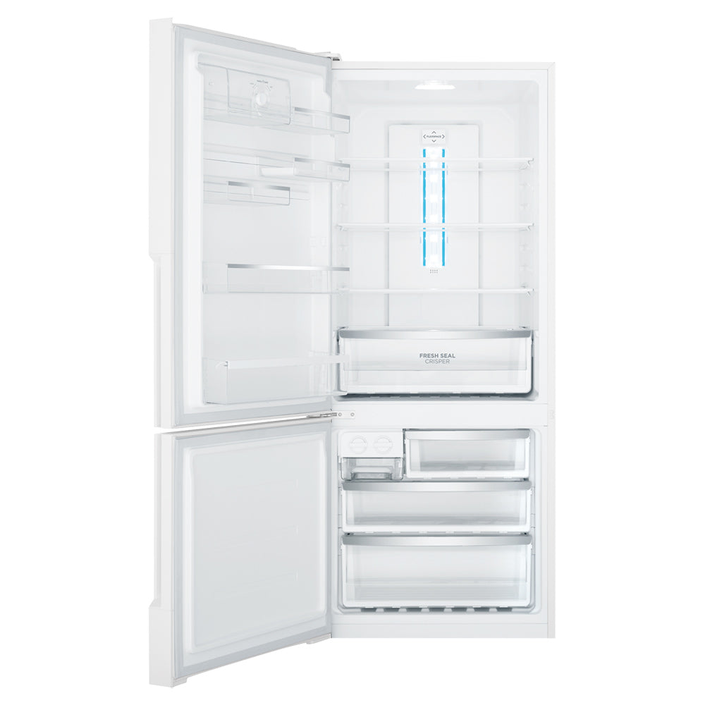 Westinghouse 453L Bottom Mount Fridge White WBE4500WCL, Front view with open doors