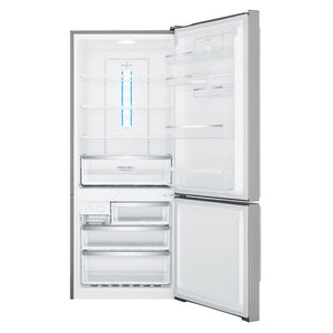 Westinghouse WBE4504SCR 425L Stainless Steel Bottom Mount Fridge WBE4504SC-R, Front view with door open