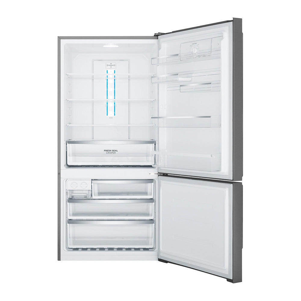 Westinghouse 528L Bottom Mount Fridge Dark Stainless WBE5304BBR, Front view with open doors