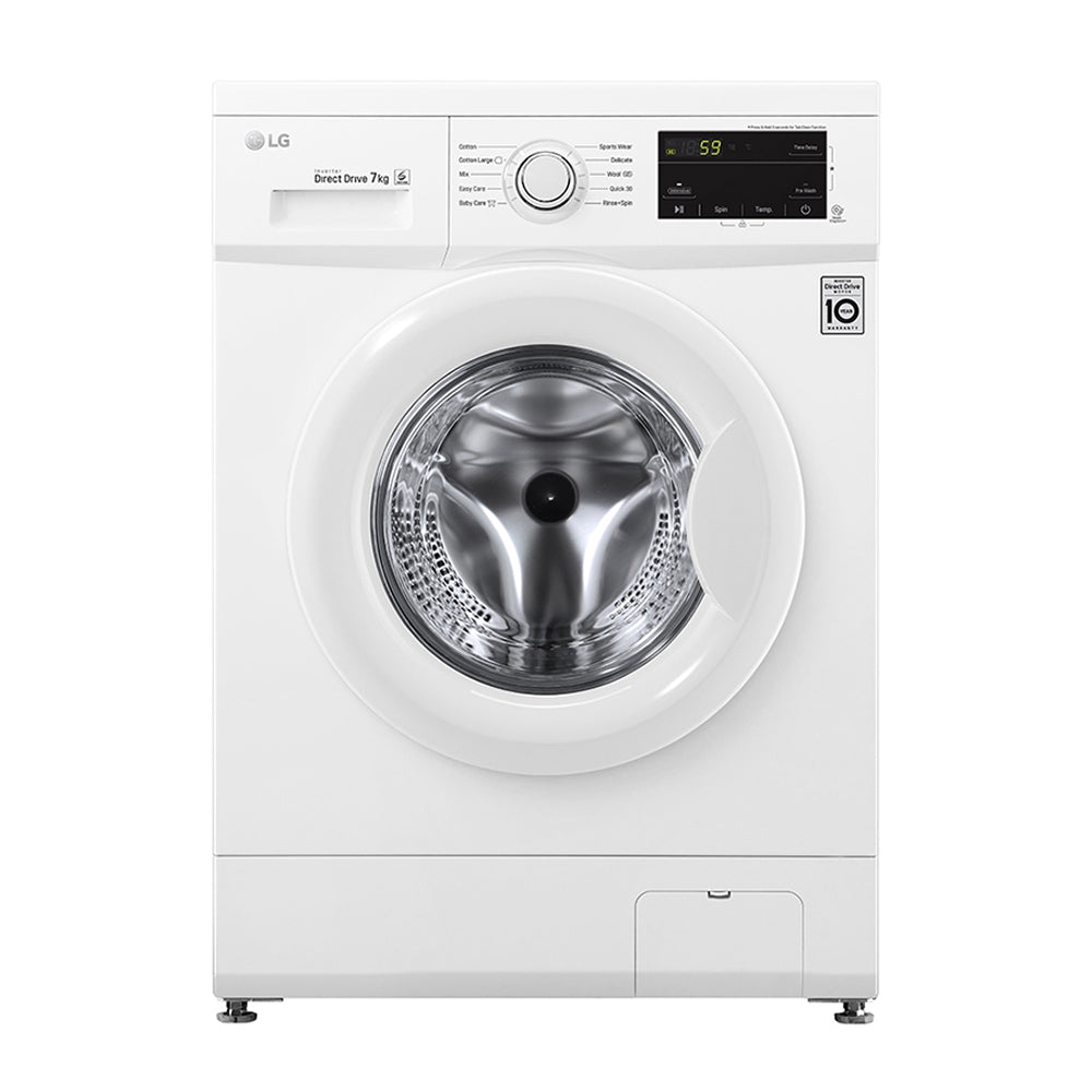 LG 7Kg Front Loading White Washing Machine WD1207ND, Front view