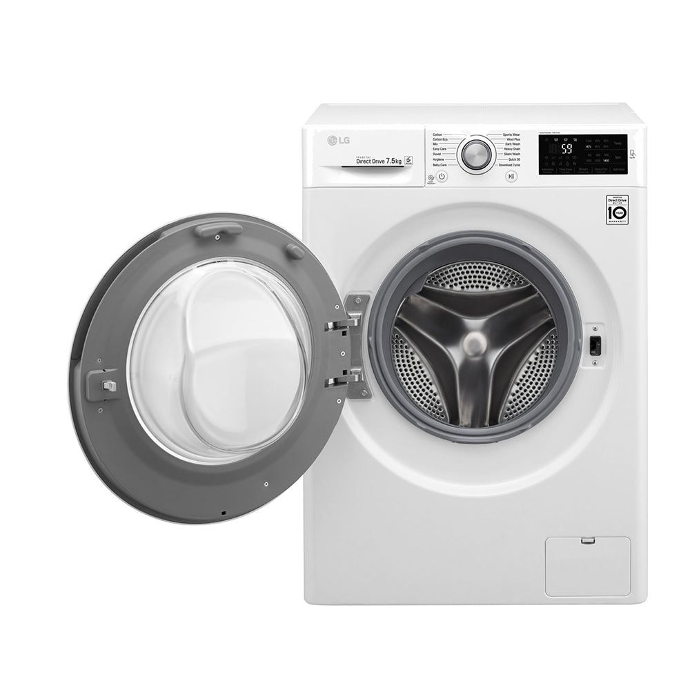 LG 7.5kg Front Load Washing Machine WD1475NCW, Front view with door open