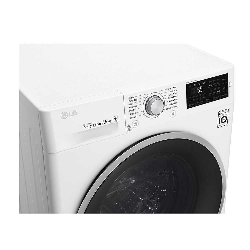 LG 7.5kg Front Load Washing Machine WD1475NCW, Panel perspective view