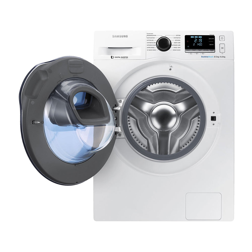 Samsung 8.5kg/6kg Washer Dryer Combo WD85K6410OW, Front view with door open