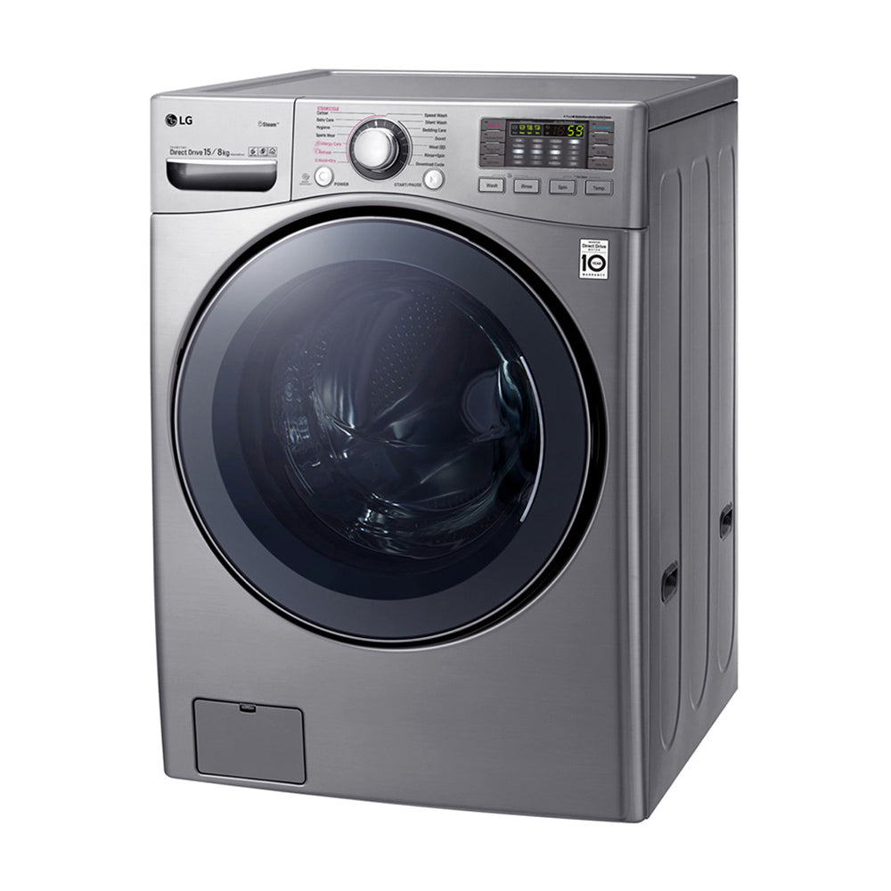 LG 15kg/8kg Front Load Washer Dryer Combo with True Steam WDC1215HSVE, Front top left view