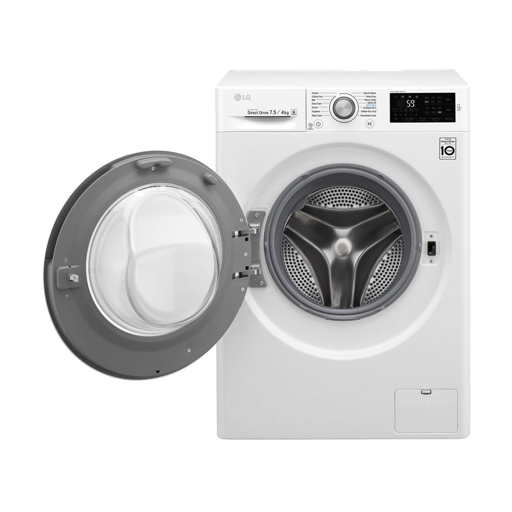 LG 7.5Kg/4Kg Washer Dryer Combo WDC1475NCW, Front view with door open