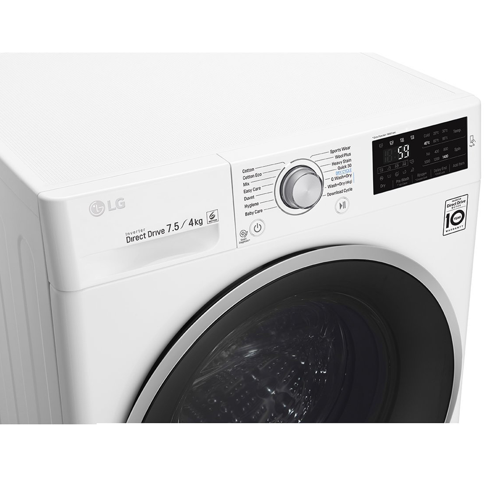 LG 7.5Kg/4Kg Washer Dryer Combo WDC1475NCW, Front top right view