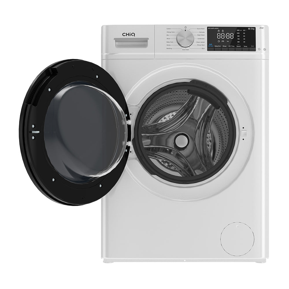CHiQ 8.5kg Front Load Washing Machine WFL85PL48W1, Front view with open door