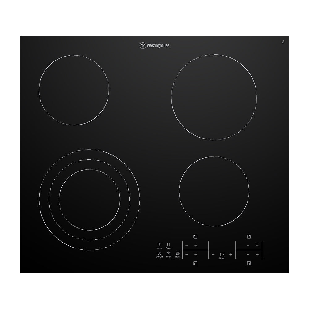 Westinghouse 60cm 4 Zone Ceramic Cooktop WHC643BD, Top view