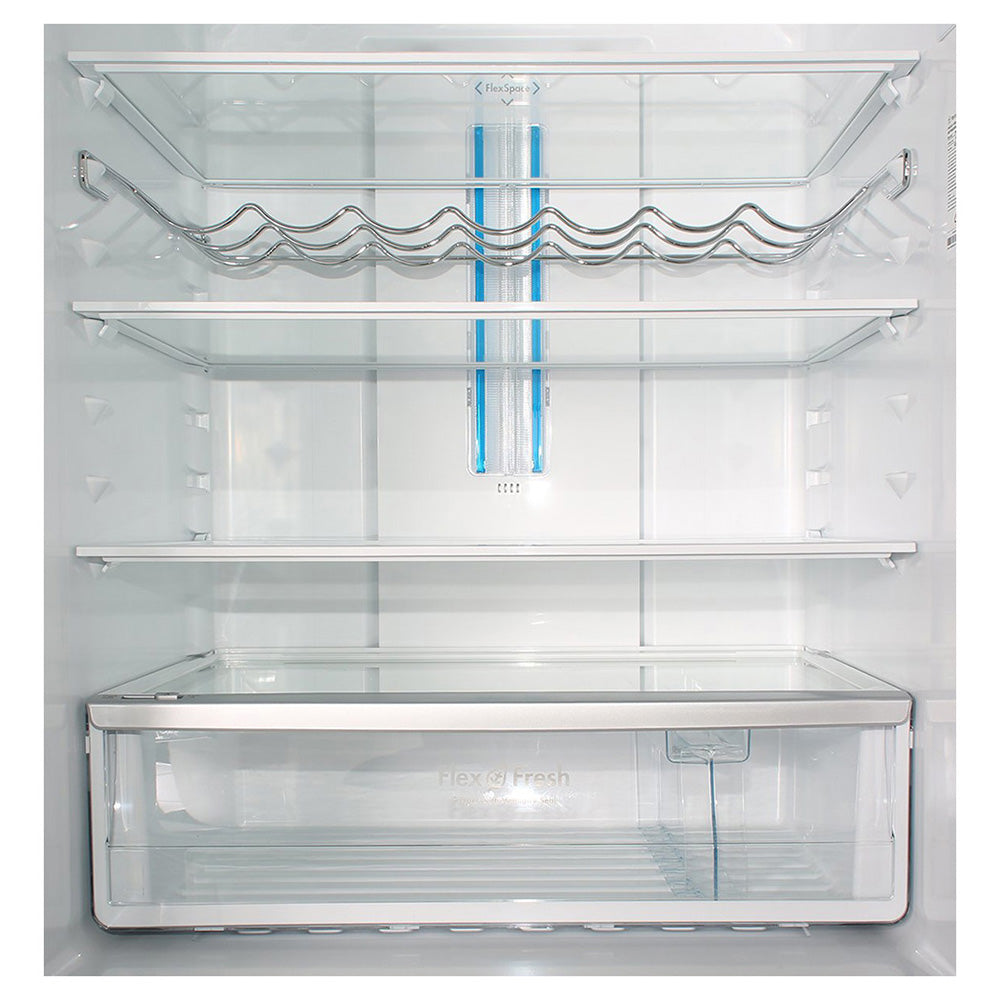 Westinghouse 524L French Door Fridge Stainless Steel WHE5200SA, Glass shelf and vegetable crisper drawer view 