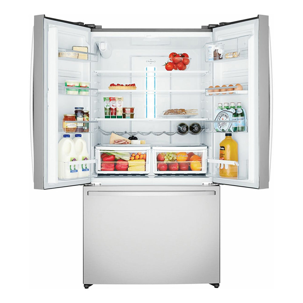 Westinghouse 605L French Door Fridge Stainless Steel WHE6060SB, Front view with top doors open