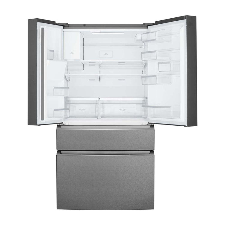 Westinghouse 609L French Door Fridge Dark Steel WHE6170BB, Front view with top door open