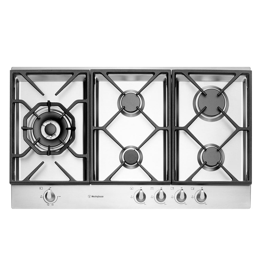 Westinghouse WHG956SB 90cm Stainless Steel Gas Cooktop, Top view