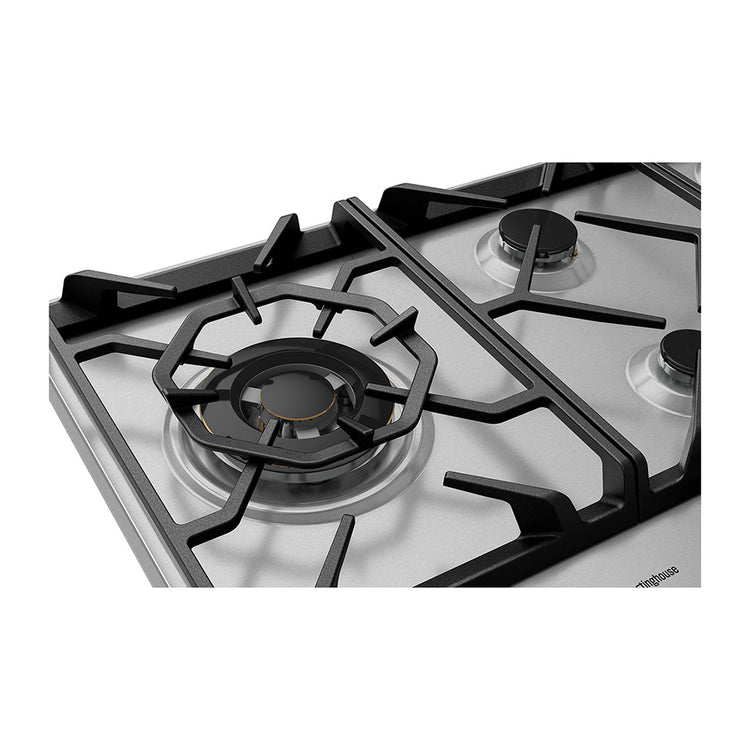 Westinghouse 90cm 5 Burner Burner Gas Cooktop Stainless Steel WHG958SC, Top right cooktop view