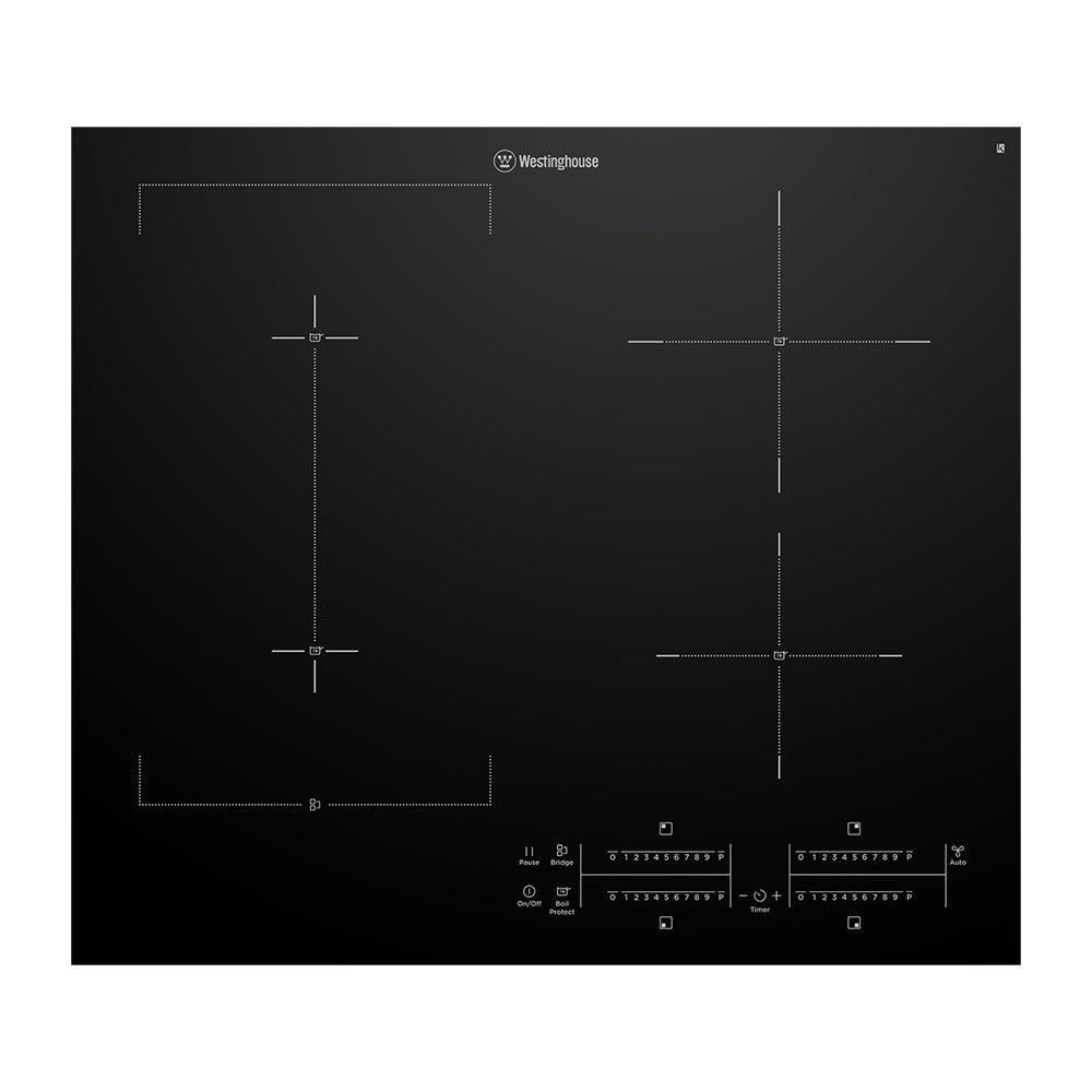 Westinghouse 60cm 4 Zone Induction Cooktop with Boil Protect WHI645BD, Top view