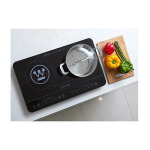 Westinghouse Portable Twin Induction Cooktop WHIC02K, Top view with utensil