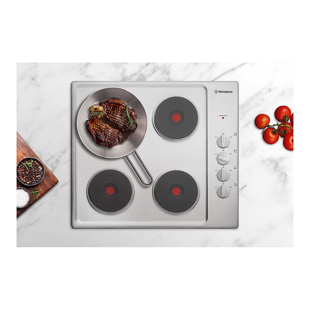 Westinghouse 60cm Electric Solid Cooktop Stainless Steel WHS642SC, Top view 3