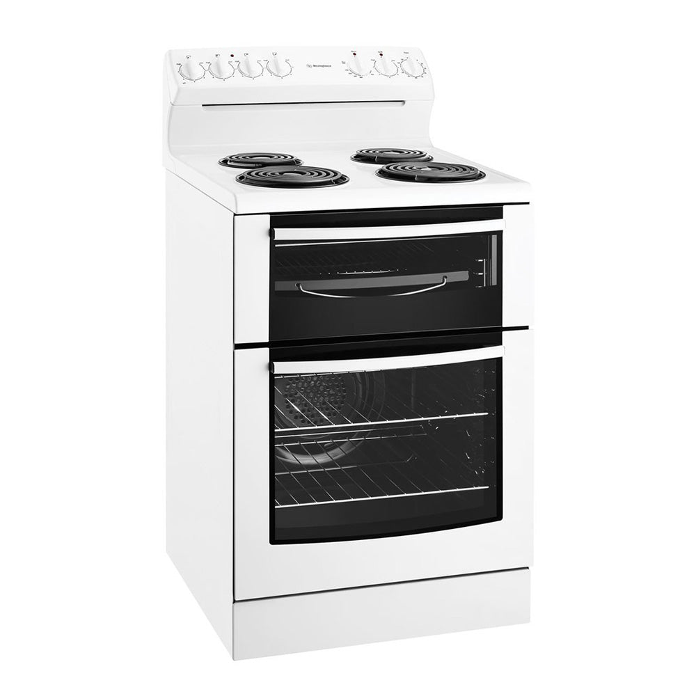 Westinghouse WLE625WA 60cm Electric Oven with Coil Hob, Front right view