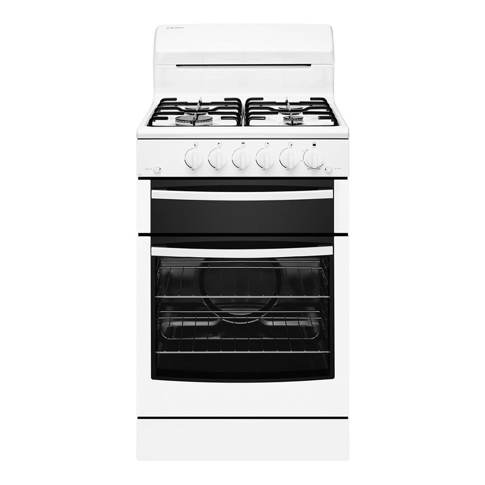 Westinghouse WLG503WBLP 54cm White Freestanding Cooker, Front view