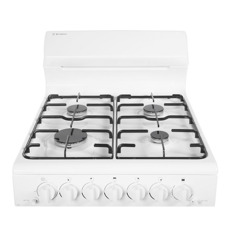 Westinghouse WLG505WBNG 54cm Freestanding Natural Gas Oven/Stove - White, Cooktop view 2