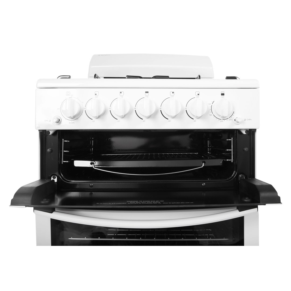 Westinghouse WLG505WBNG 54cm Freestanding Natural Gas Oven/Stove - White, Front open