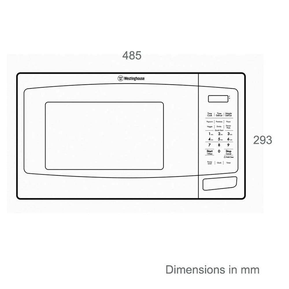 Westinghouse WMF2302SA 23L Microwave Oven Stainless Steel, Dimensions