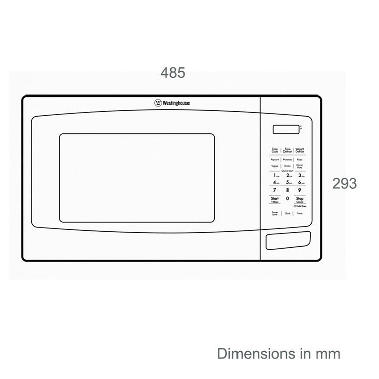 Westinghouse WMF2302SA 23L Microwave Oven Stainless Steel, Dimensions