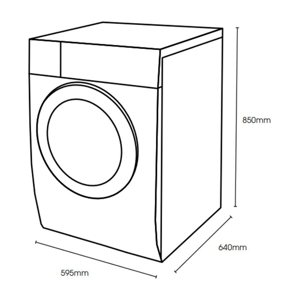 Euromaid 10kg Front load Washing Machine WMFL10, Dimensions