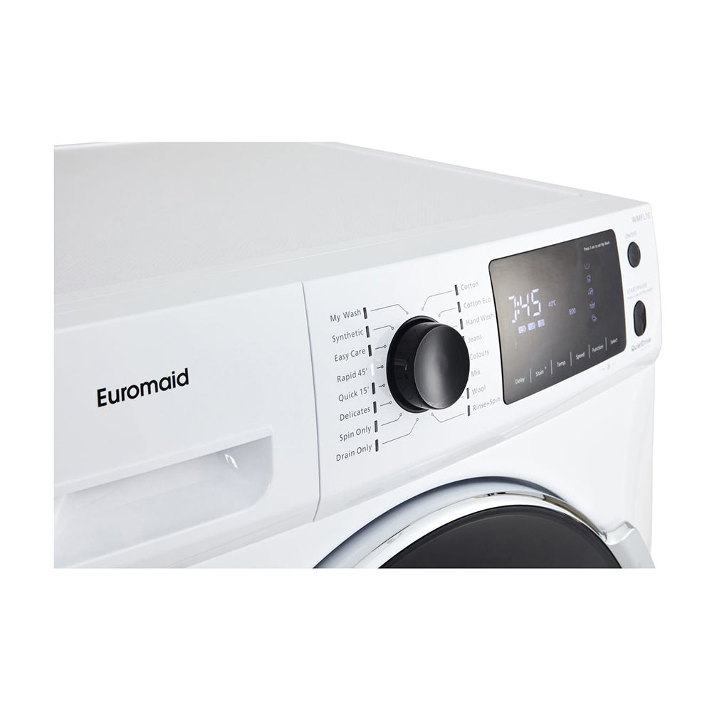 Euromaid 10kg Front load Washing Machine WMFL10, Panel perspective view