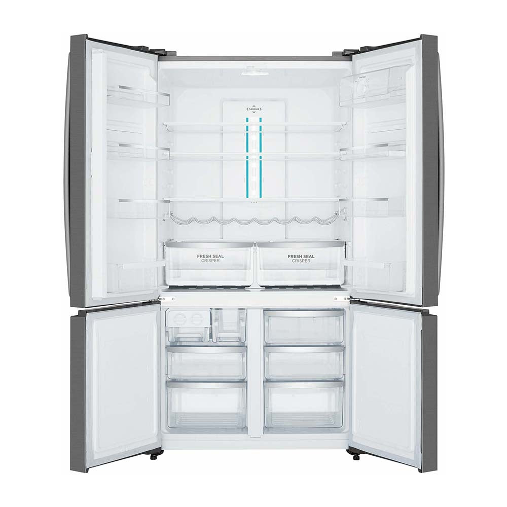 Westinghouse 541L French Door Fridge Dark Steel WQE6000BB, Front view with doors open