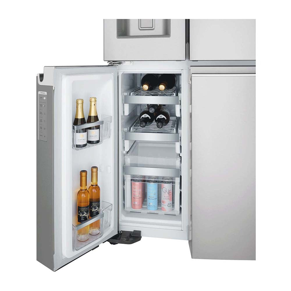 Westinghouse 609L French Door Fridge Stainless Steel WQE6870SA, Bottom single door open, full of bottles