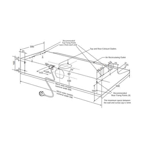 Westinghouse WRF613WA 60cm Fixed Rangehood White, Dimensions