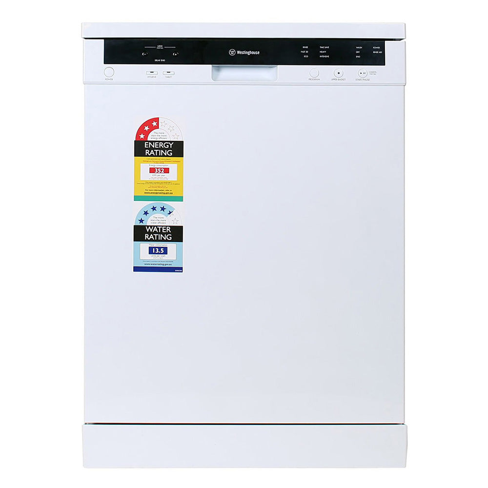 Westinghouse WSF6606W 60cm White Freestanding Dishwasher, Front view