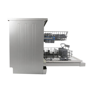 Westinghouse WSF6608X Freestanding Dishwasher, Side view, door open 