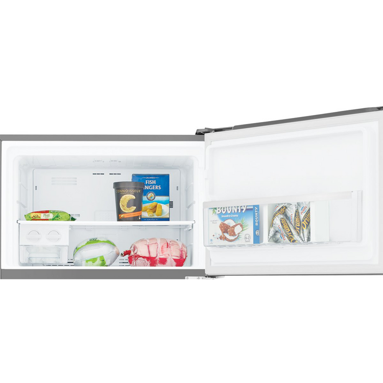 Westinghouse WTB5404SAR 540L  Top Mount Fridge Stainless Steel, Open top, full of food items