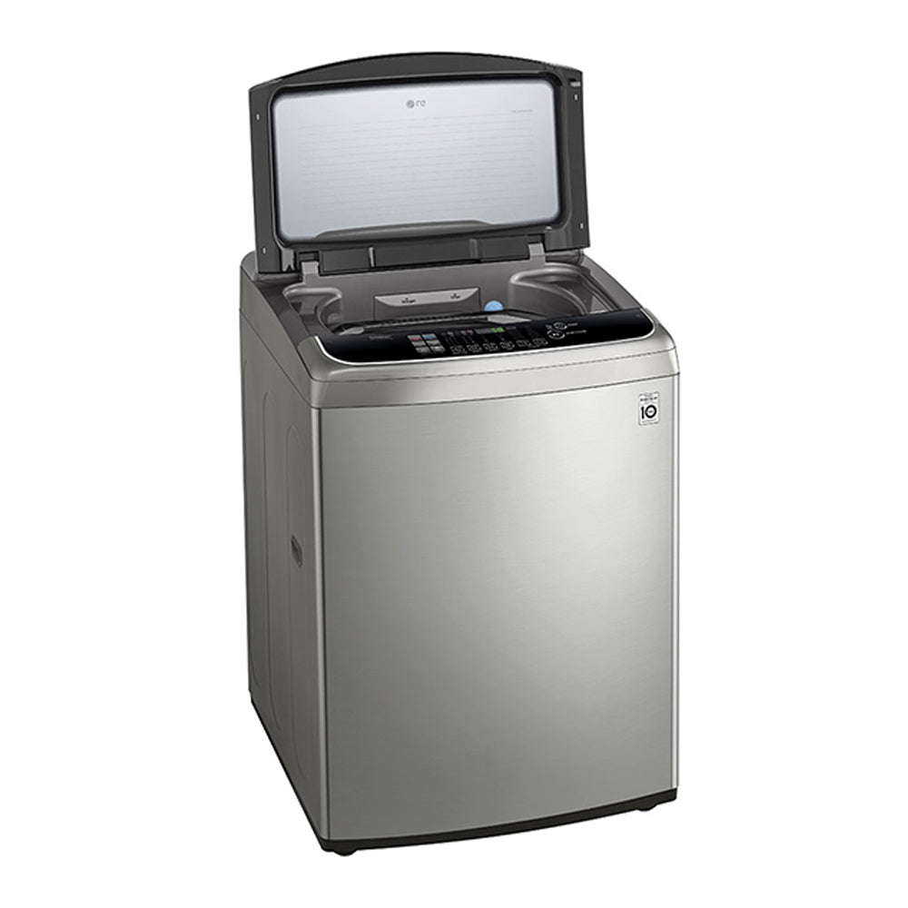 LG WTG1434VHF 14Kg Top Load Washing Machine, Front right view with open top