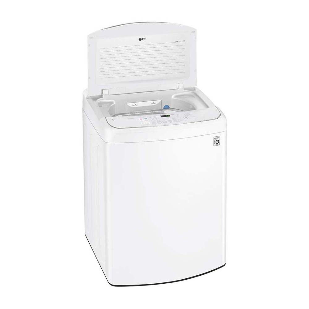 LG WTG1434WHF 14kg Top Load Washing Machine with TurboClean3D, Right view with open top