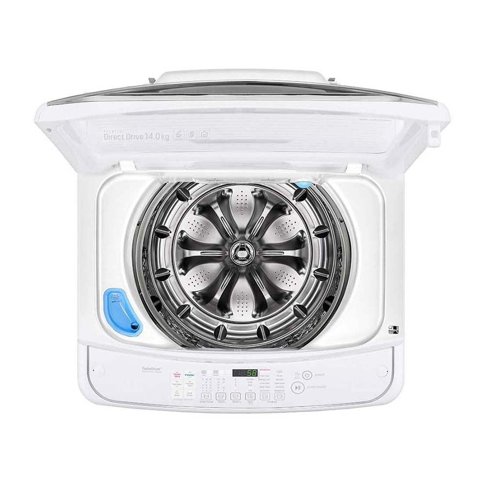 LG WTG1434WHF 14kg Top Load Washing Machine with TurboClean3D, Open top drum view 