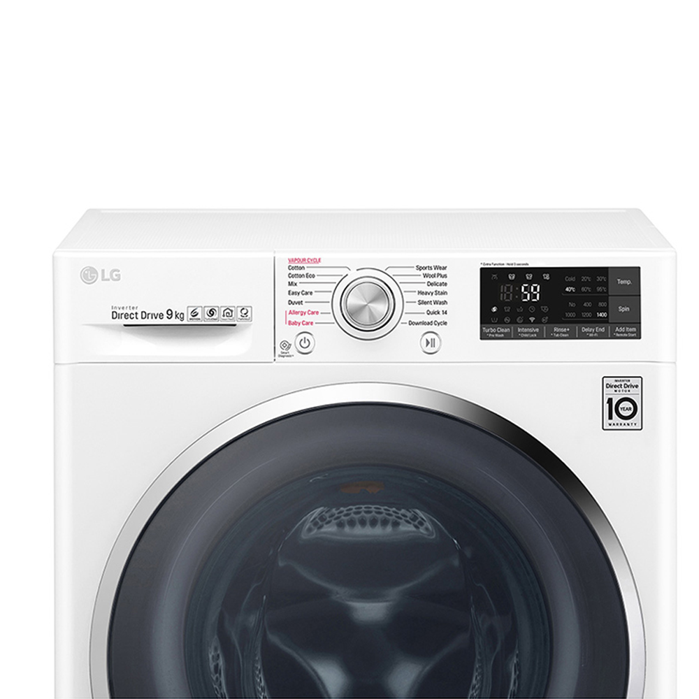 LG WTW1409VCW 9kg Front Load Washer, Panel perspective view