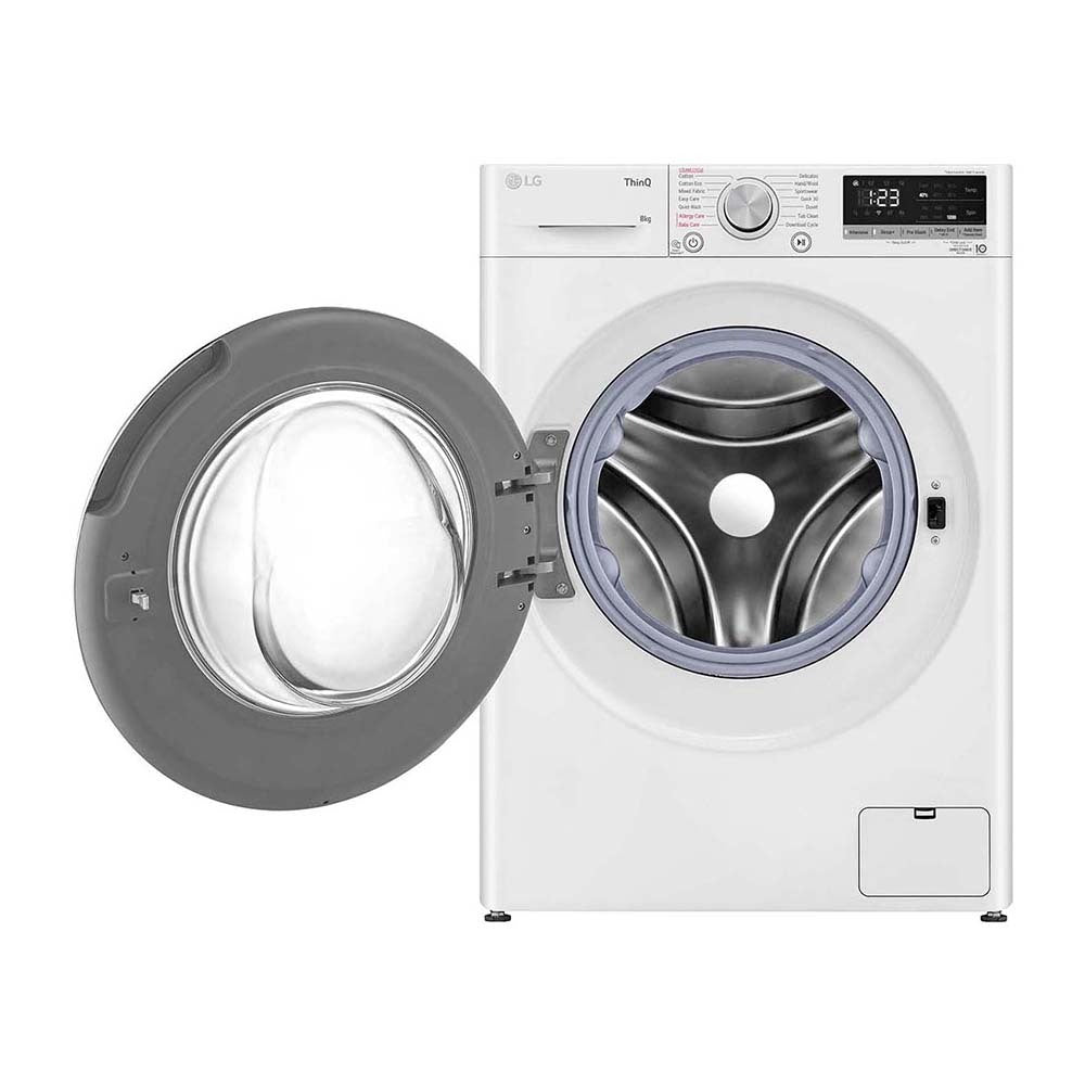 LG 8kg Series 5 Slim Front Load Washing Machine with Steam WV5-1208W, Front view with door open