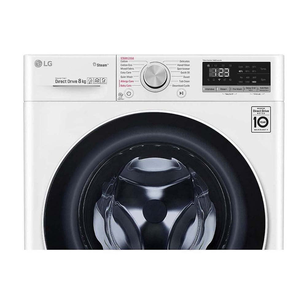 LG 8kg Series 5 Front Load Washing Machine with Steam WV5-1408W, Panel perspective view 1