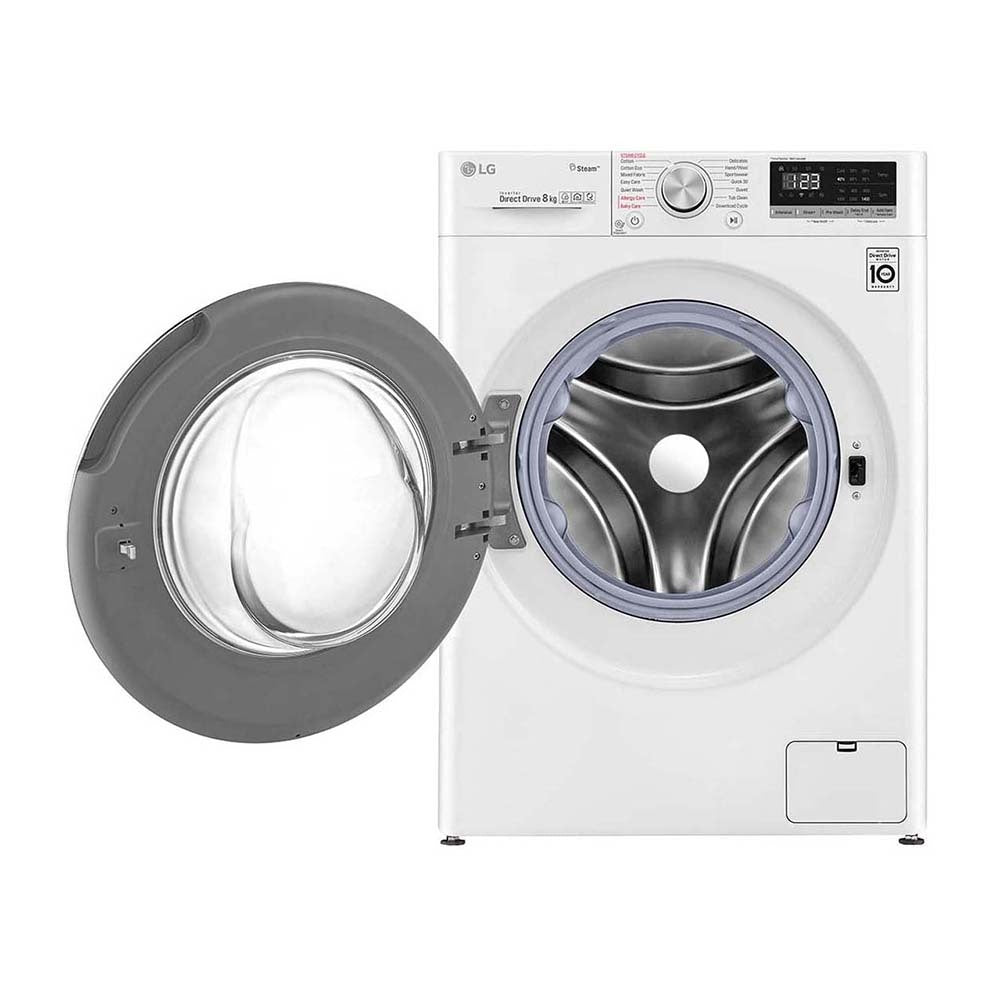 LG 8kg Series 5 Front Load Washing Machine with Steam WV5-1408W, Front view with door open