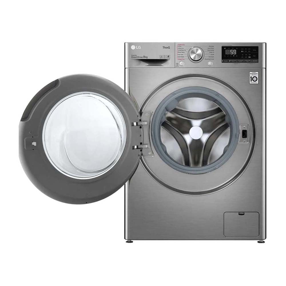 LG 8kg Front Load Washing Machine WV7-1208V, Front view with door open