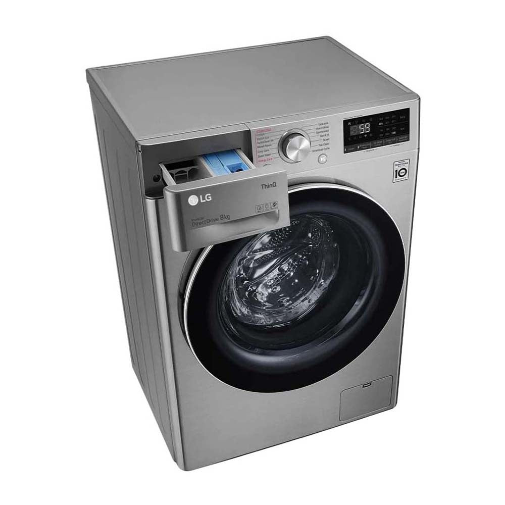 LG 8kg Front Load Washing Machine WV7-1208V, Front right view with drawer open