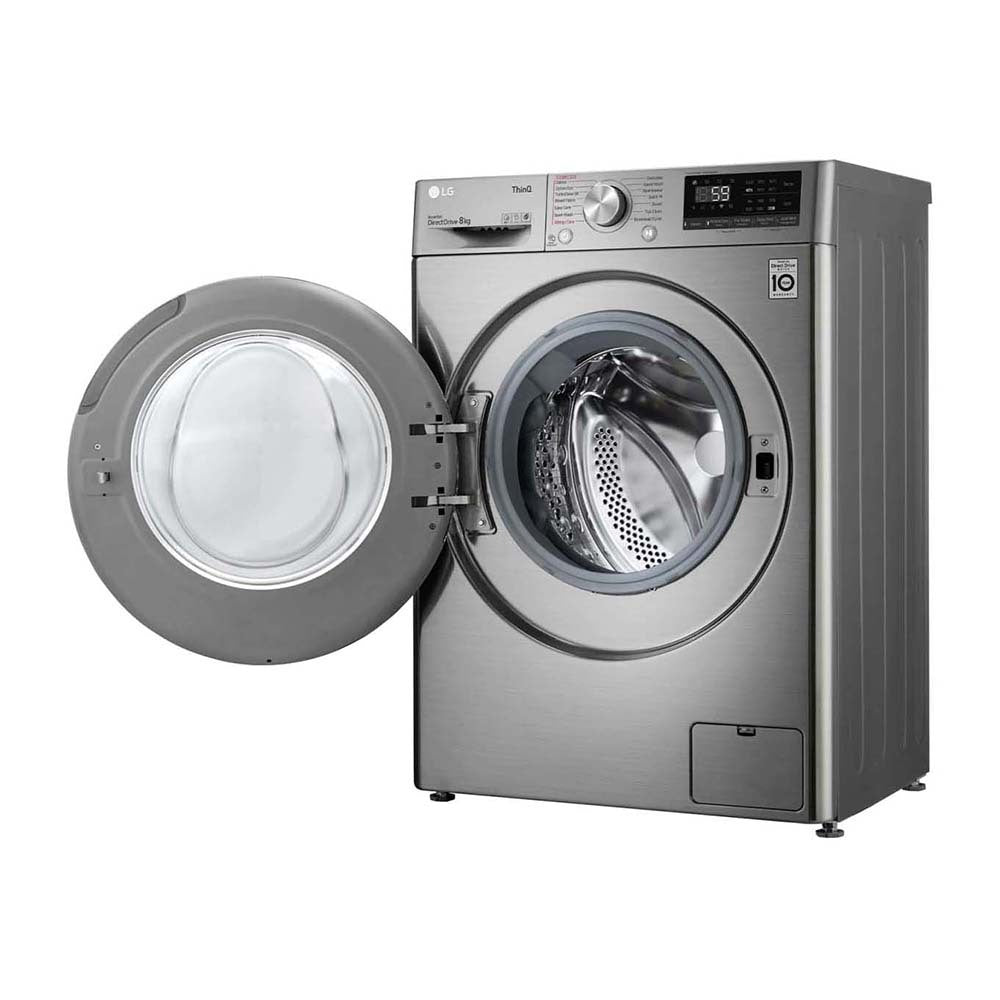 LG 8kg Front Load Washing Machine WV7-1208V, Front left view with door open