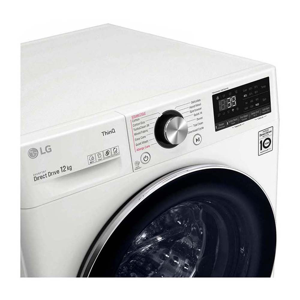 LG 12kg Front Load Washing Machine WV9-1412W, Panel perspective view 2