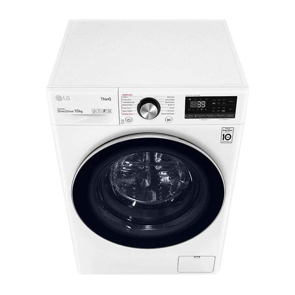 LG Series 9 10kg Front Load Washing Machine White WV9-1610W, Front top view